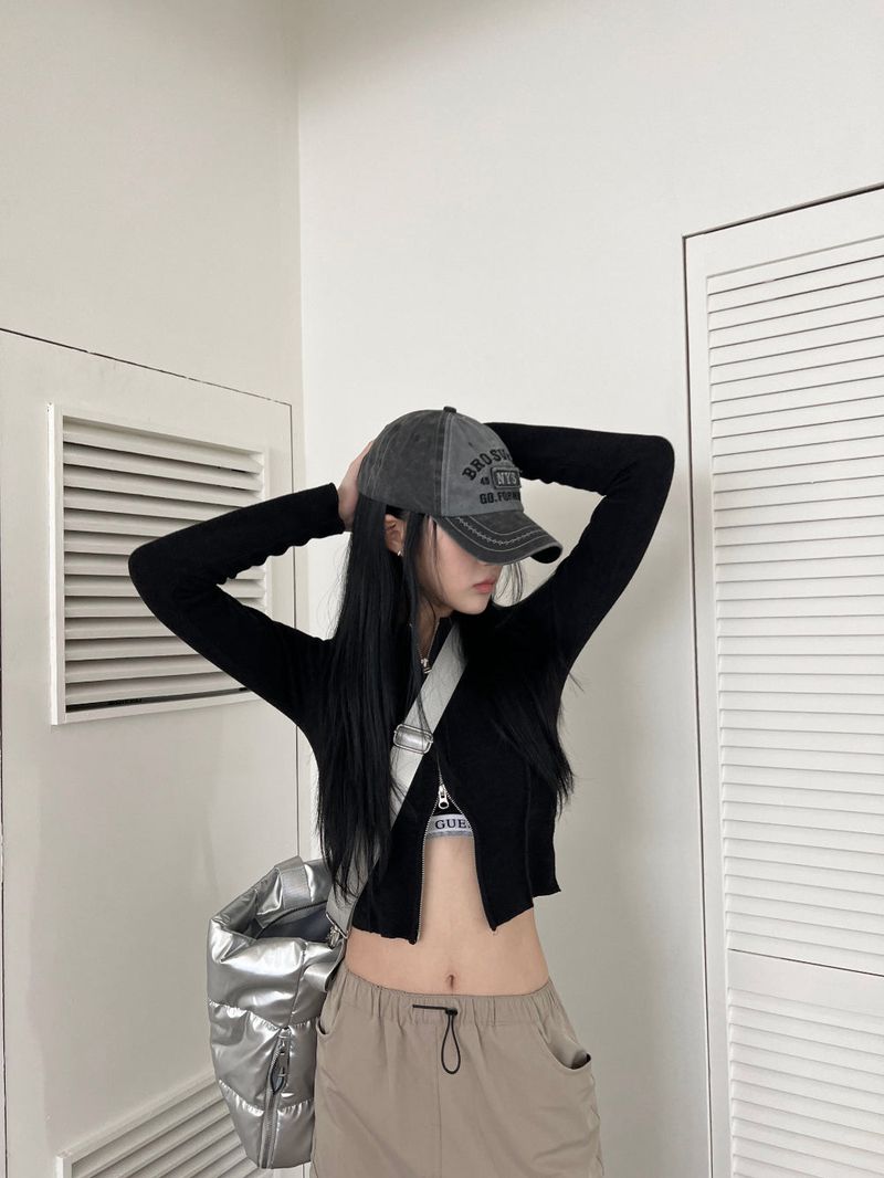 Y2K vintage stitch ball-cap (Gray)