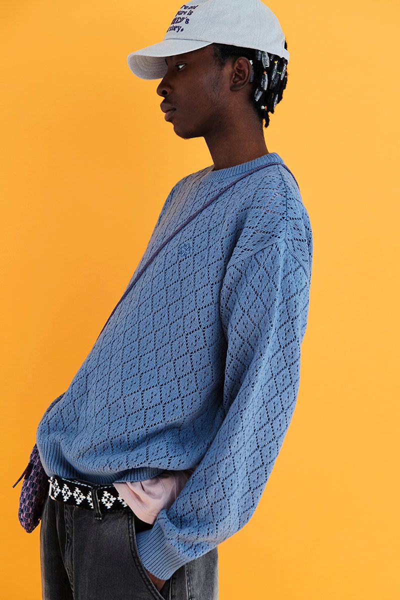 ARGYLE KNIT BELT / BLACK