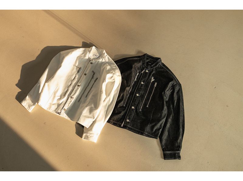 HIGH NECK BIKER DENIM MFHJK003-WT