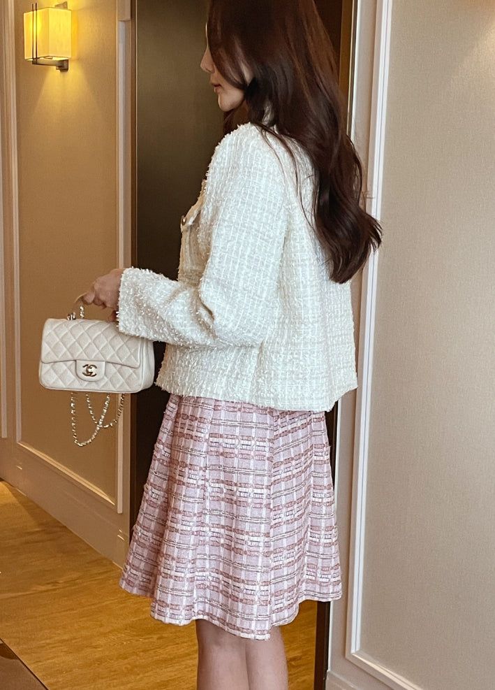 Ronda Mix Collar Pearl Tweed Jacket