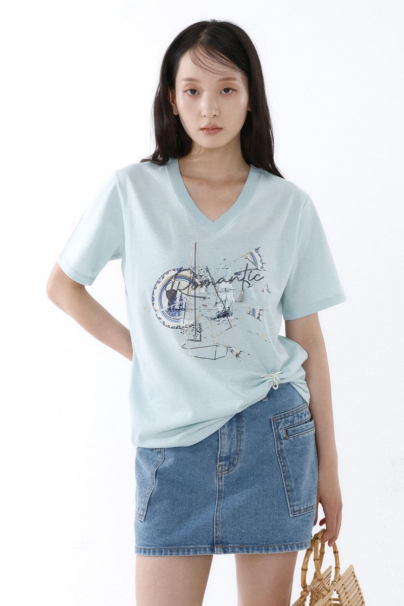Loventina（ラヴェンティナ）の「GALAXY V-NECK T-SHIRT_ICE MINT（Tops）」