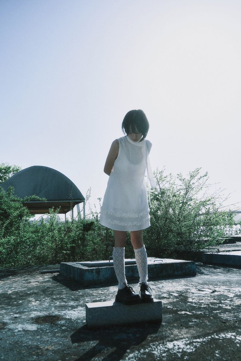 SCARF FRILL SLEEVELESS DRESS 