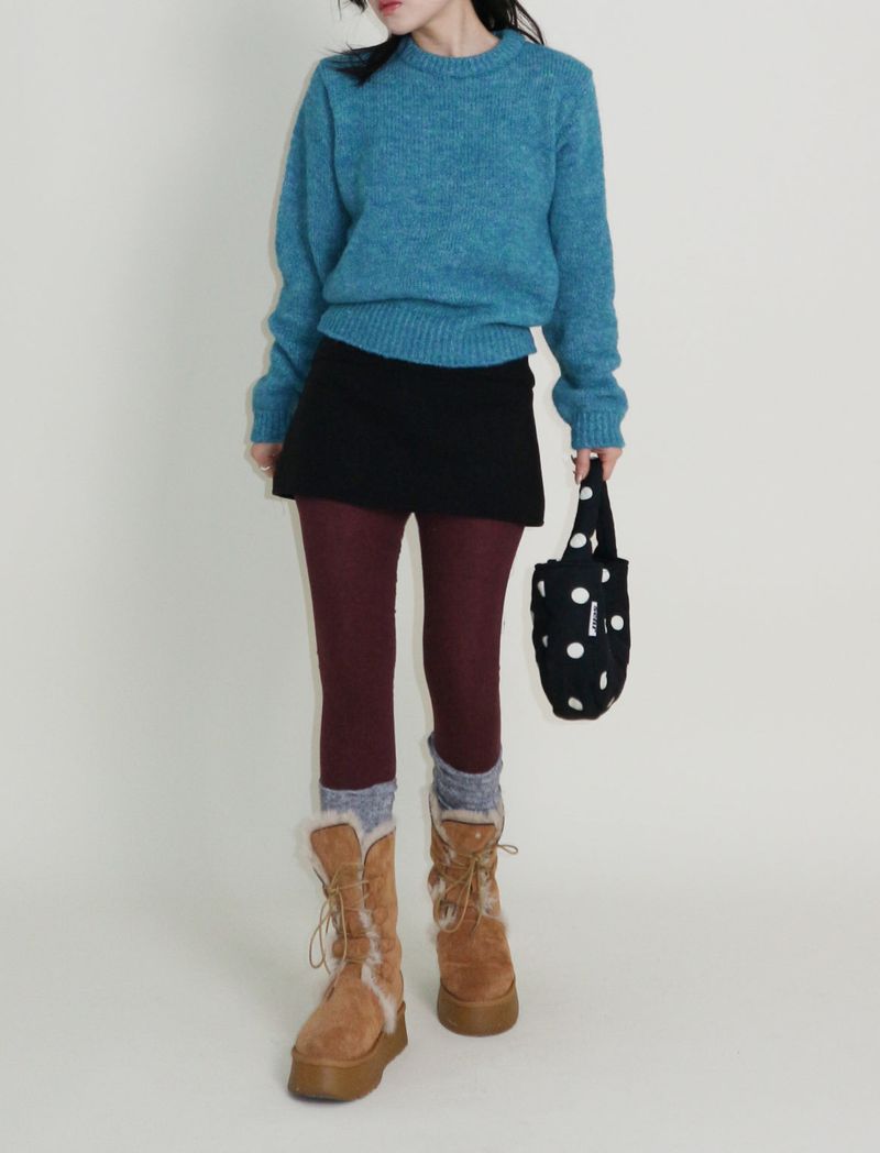 Plum Shorts Layered Mini Skirt (Wool Material)