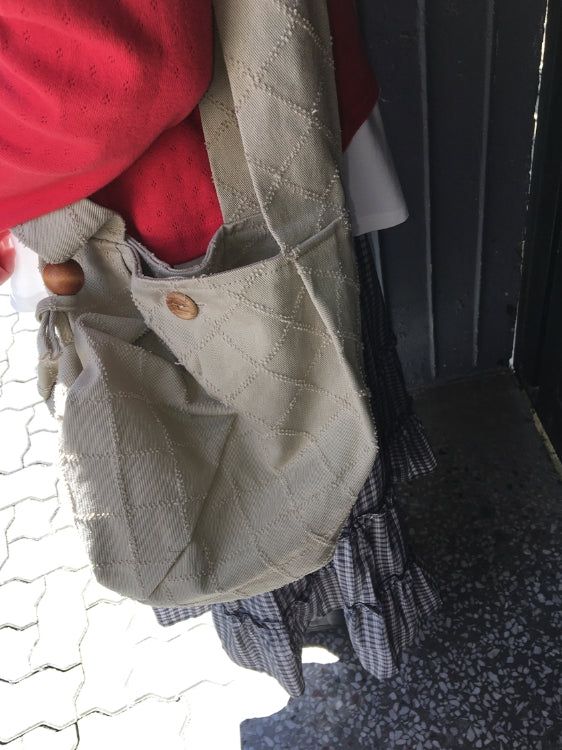 Sendo Diamond Embossed Cotton Shoulder Bag
