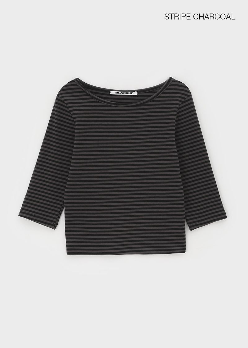 BLACKUP（ブラックアップ）の「[B-BASIC] スタンダードボートネック 7/8 スリーブTシャツ 2サイズ（トップス）」