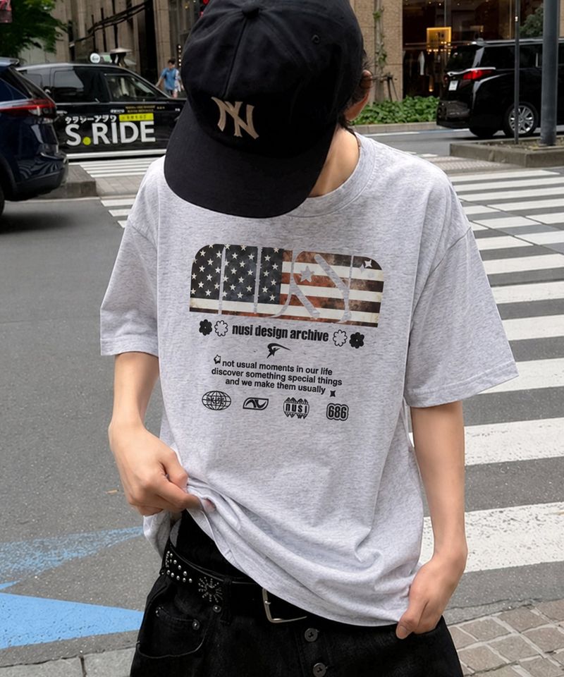 NOTUSUAL(ノットユージュアル)の「US Usual Symbol Over-fit T-Shirts - 4COLOR(Tops)」