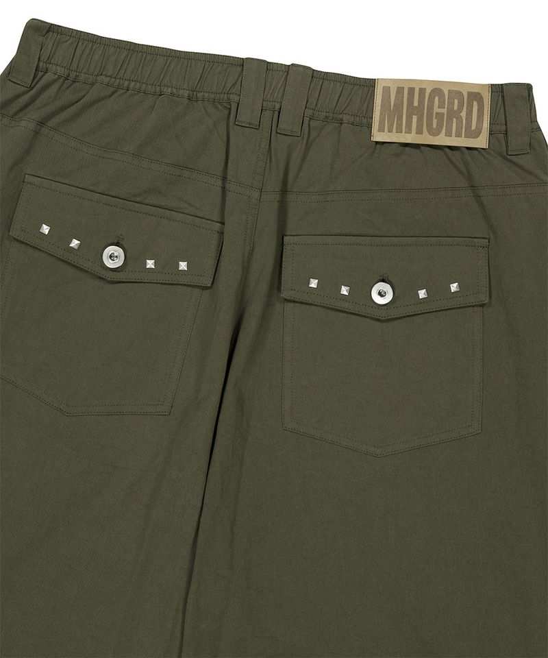 CROSS STUD TWILL SHORTS_KHAKI