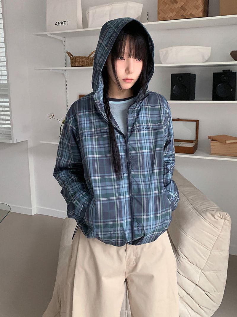 CHECK HOOD WIND JUMPER (3C)