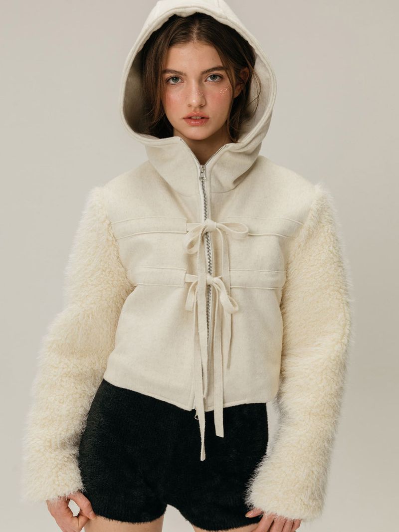 SHEARLING WOOL COAT / GREY