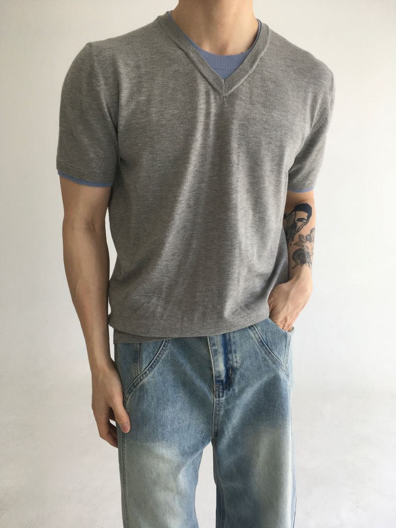 robe layered v neck(3colors)