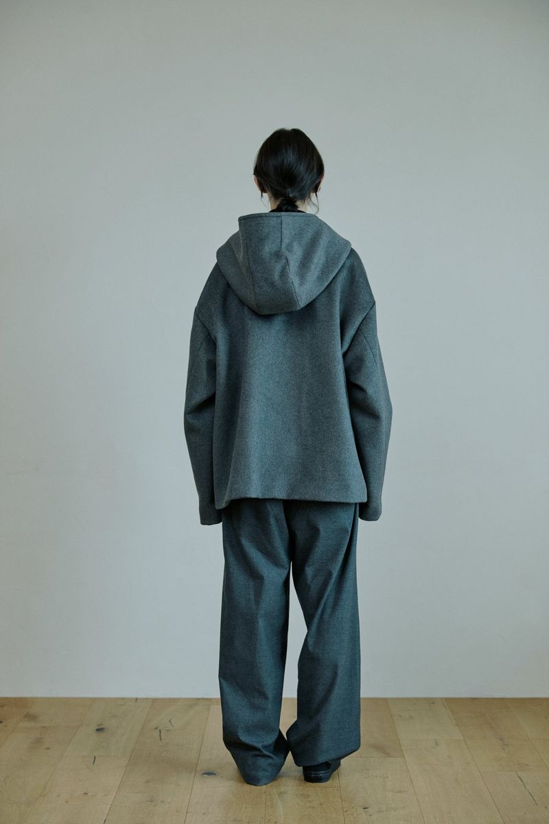 unisex wool hood coat gray
