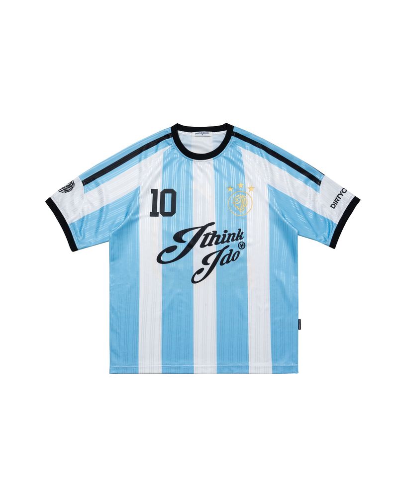 DirtyCoins（ダーティーコインズ）の「DirtyCoins Striped Soccer Jersey Baby Blue White（Tops）」