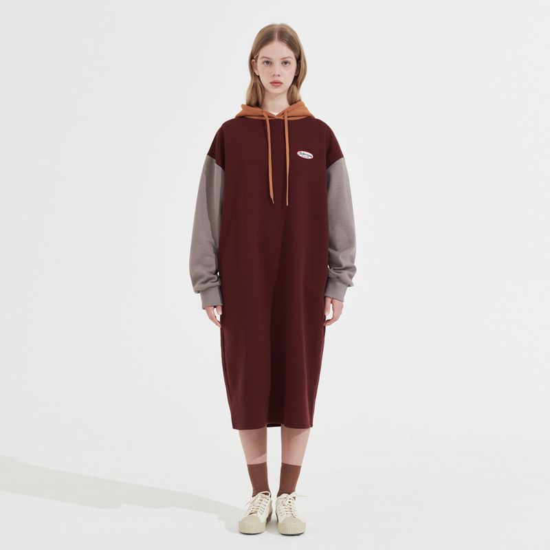 Between A and B(ビットウィーンエーアンドビー)の「HOODIE LONG JERSEY DRESS _ BURGUNDY(Dresses)」