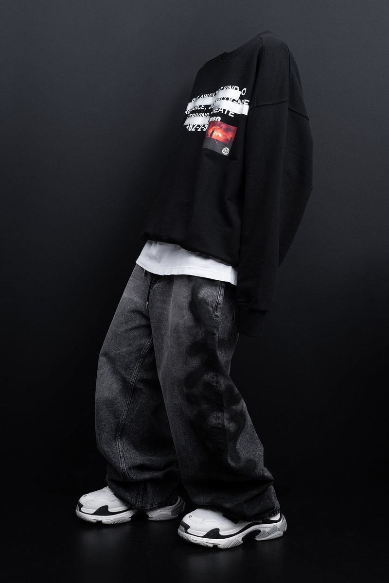 BBD Side Sprayed Custom Denim Pants (Vintage Black)