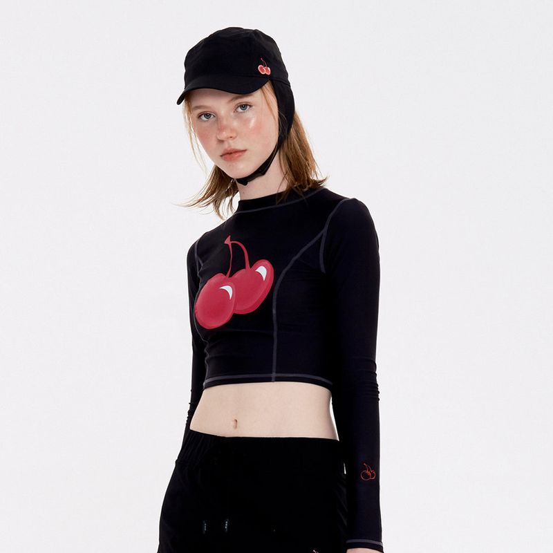 KIRSH（キルシー）の「BIG CHERRY CROP RASHGUARD [BLACK]（Swimwear）」