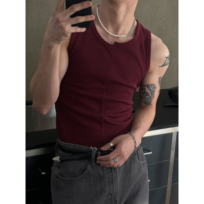 LAURANT（ロラン）の「[MUSCLE FIT] Unbalance slit sleeveless(4color)（Tops）」