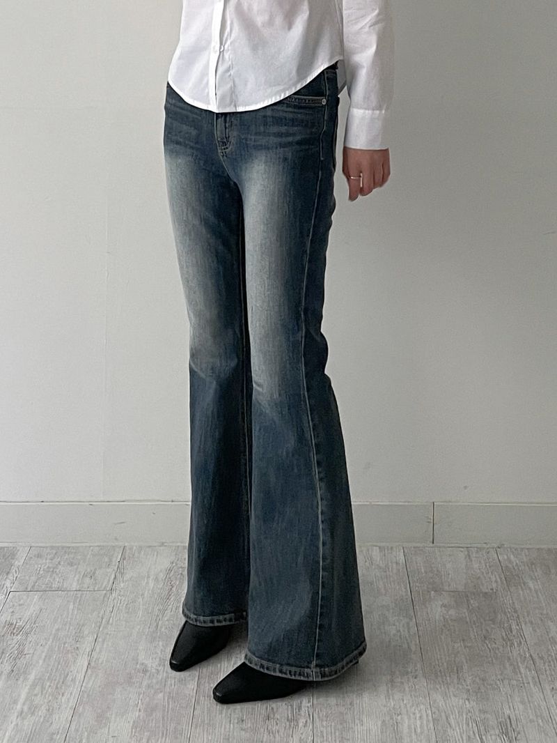 304 Cat Washing Semi-Bootcut Denim Pants