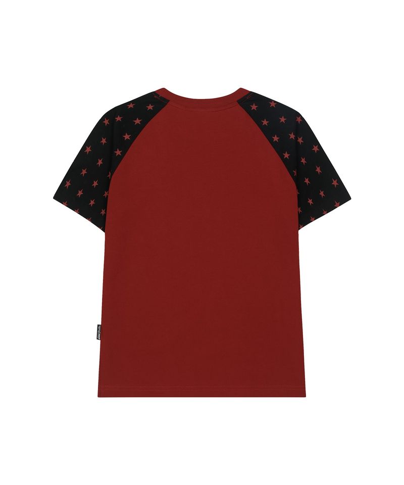 Star Point Raglan T-shirt - MAROON RED / BLACK