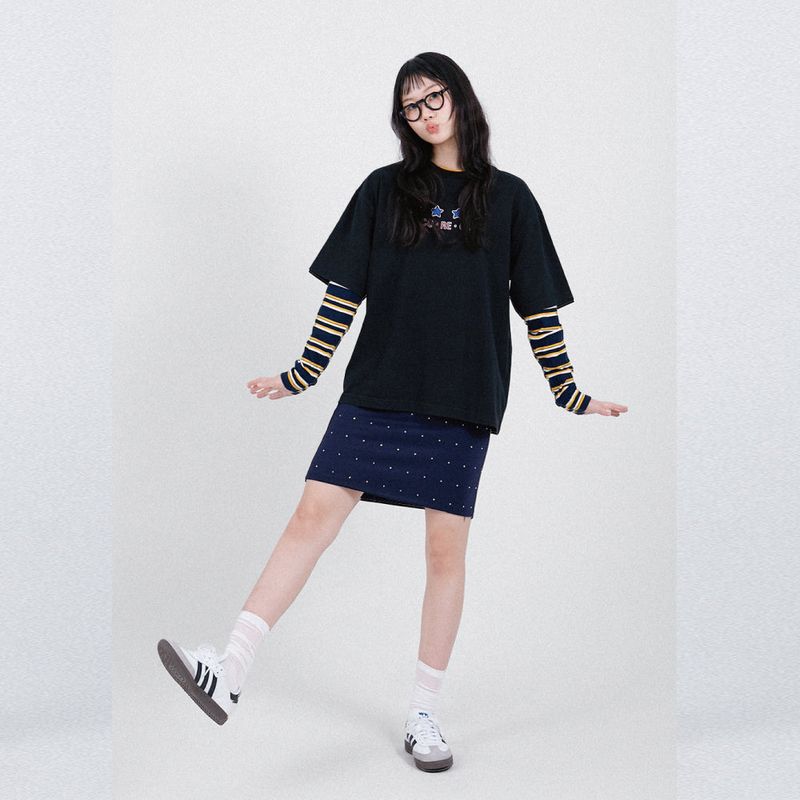 cottonrebirthclub（コットンリバースクラブ）の「4スターアートワークTシャツ (ブラック)（トップス）」