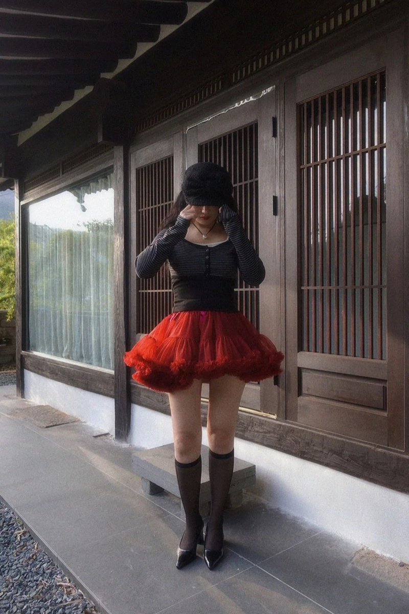 BURGUNDY FRILL TUTU MINI SKIRT