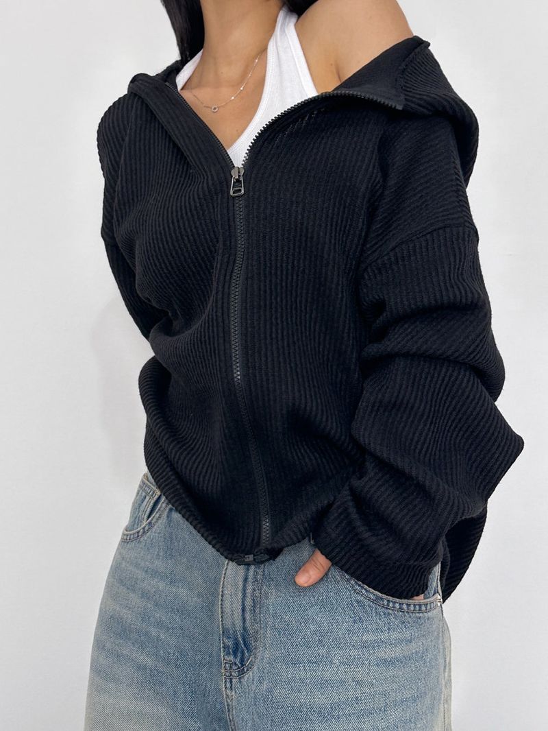[UNISEX] BASIC OVERSIZED LOOSE BIG HOOD ZIP-UP - 2 COLOR