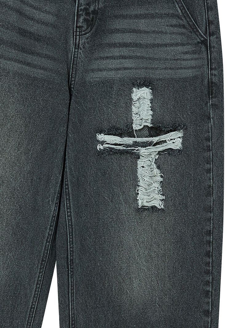 CROSS APLIQUE DENIM BLACK