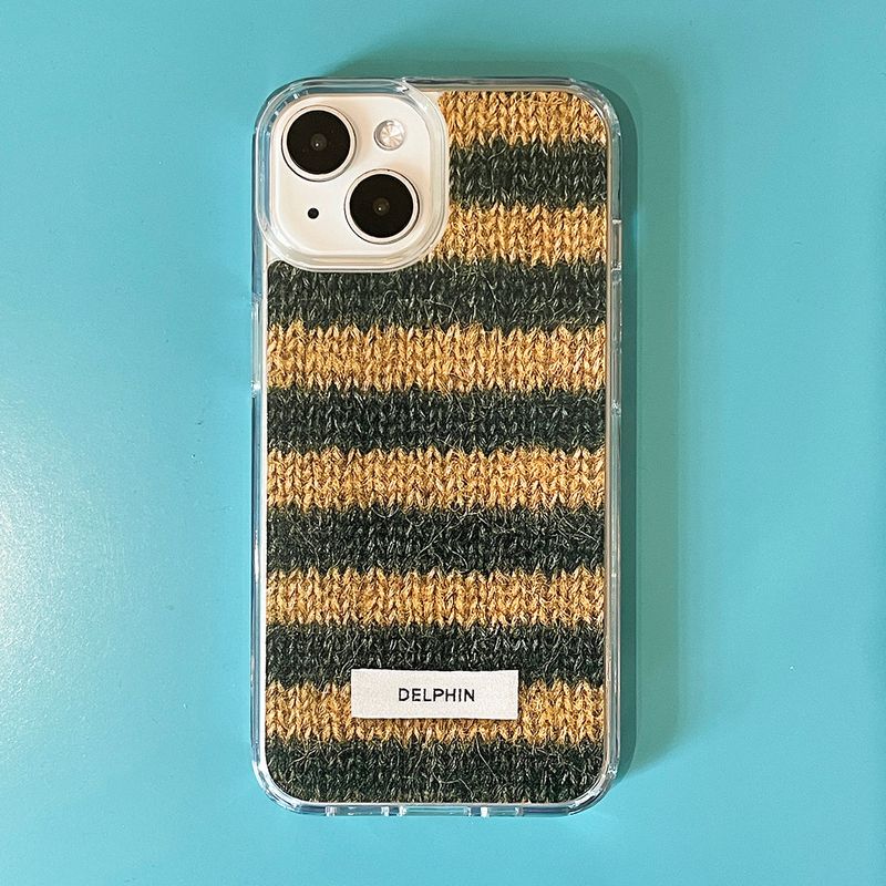 ALPACA STRIPE HARD JELL CASE_ GREEN