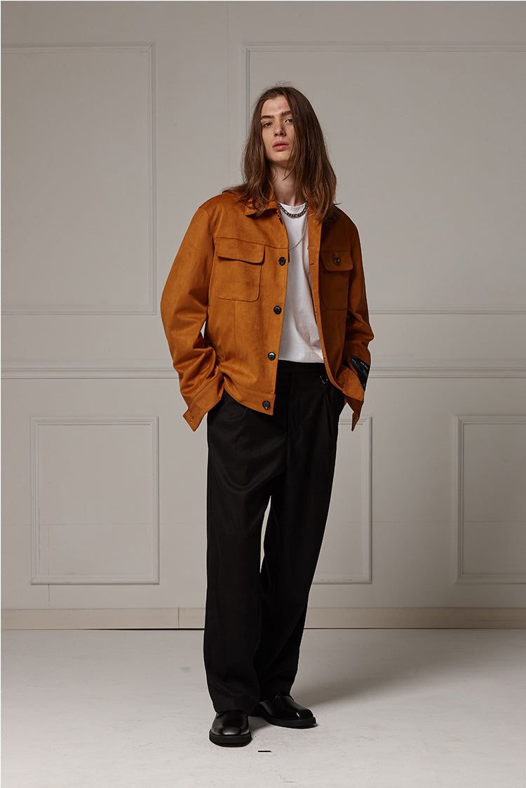 Belted wide slacks