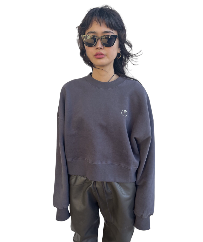 プリントクロップドスウェット/Print Cropped Sweat-CHARCOAL