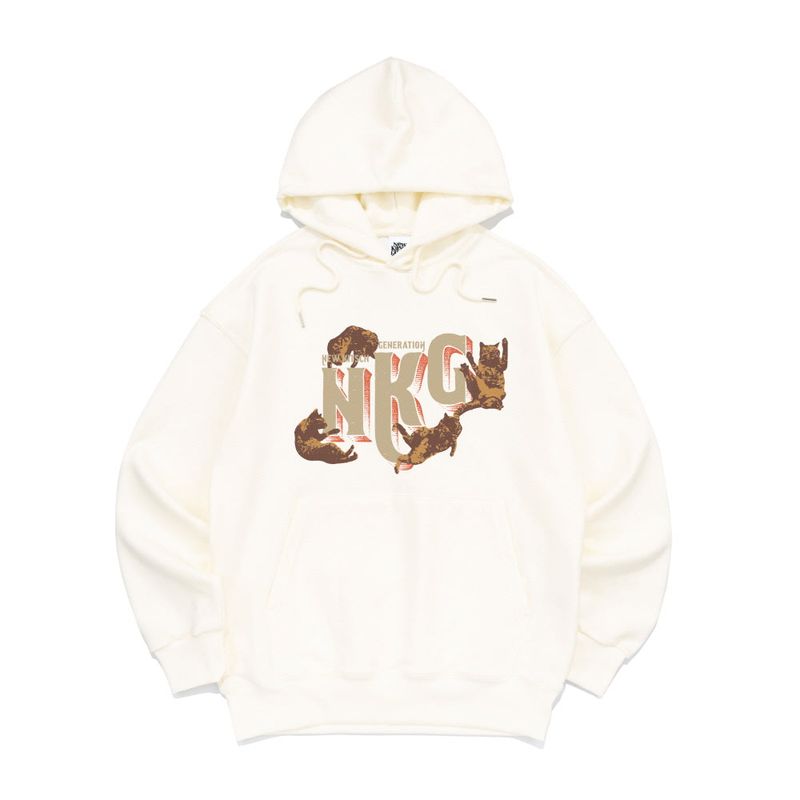 DANCING CAT HOOD TEE-IVORY
