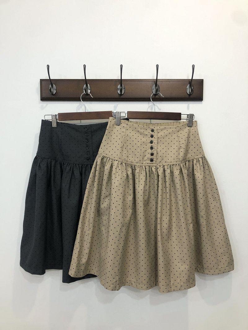 Vintage Dot Button Midi Skirt