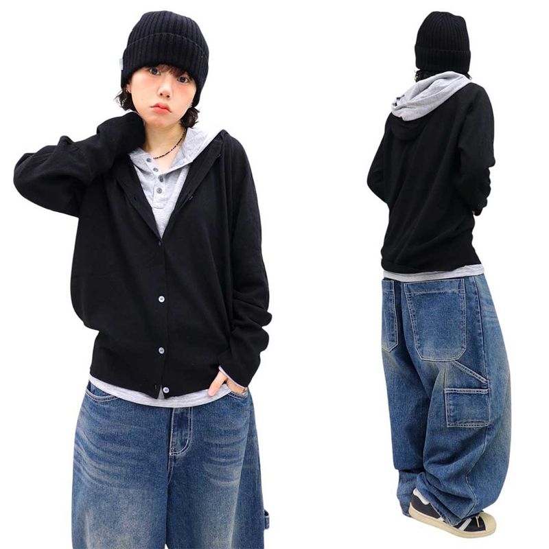 Light Knit Hooded Cardigan