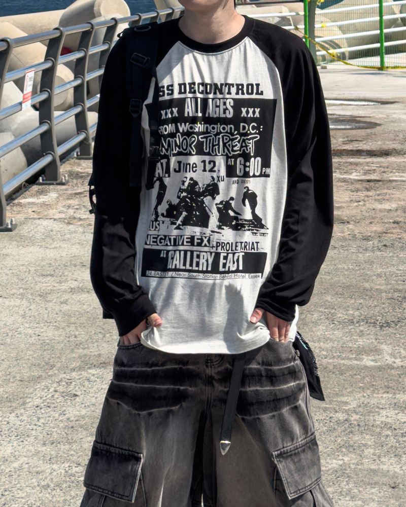 Poster Color Block Raglan Long Sleeve