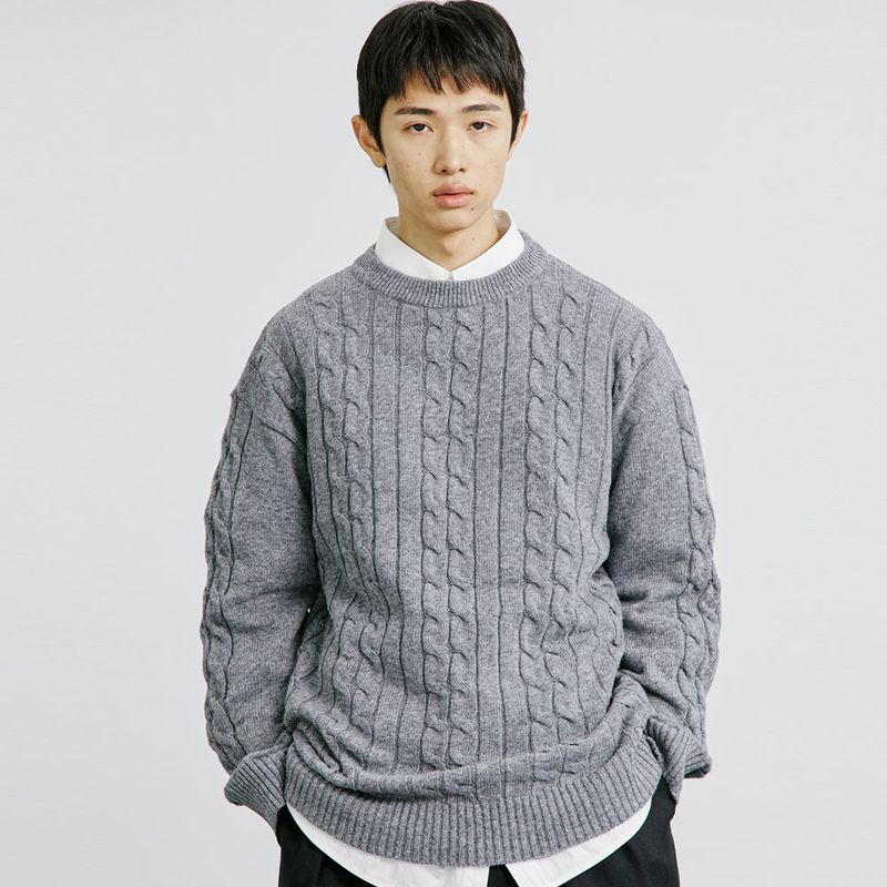 FTTS CHAIN CABLE SWEATER GREY