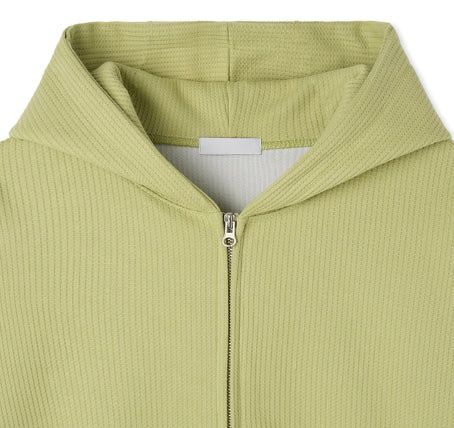 Tain Waffle Crop Hood Zip-Up