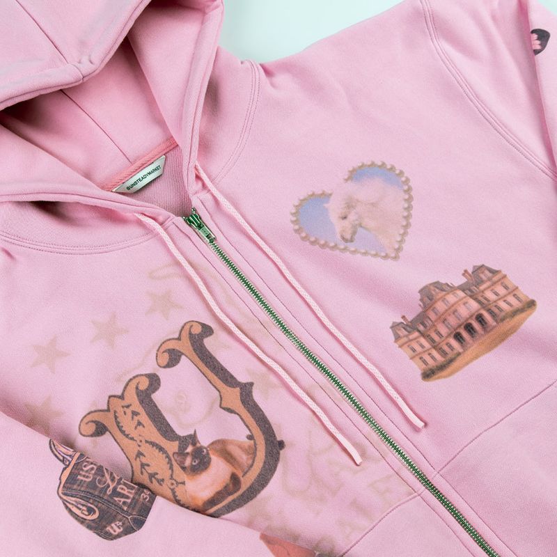 Souvenir Zip up Hoodie_Pink