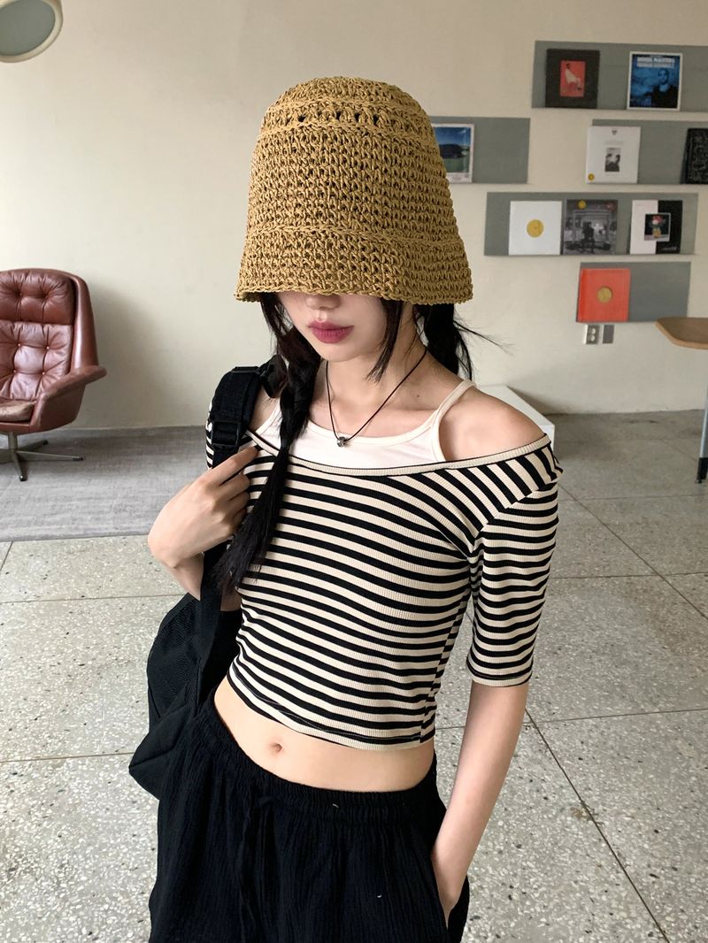 Wako summer straw bungee bucket hat