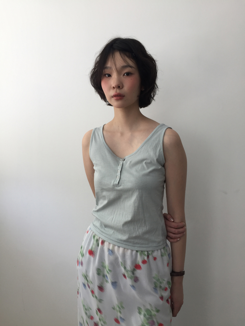 Classic Henry Button Sleeveless (4color)