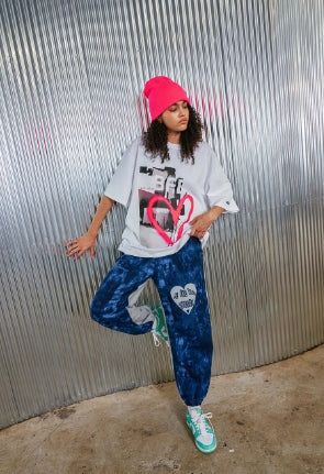 heart jogger pants_ deep blue