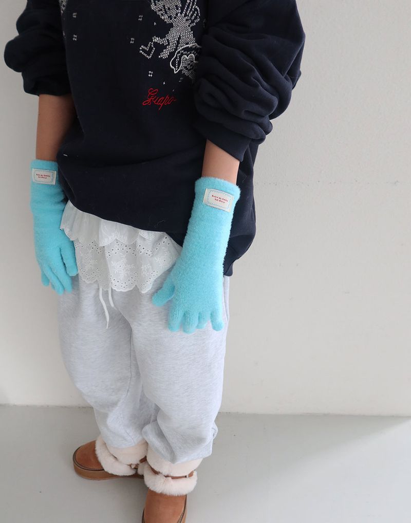 Patch Finger Slit Long Gloves