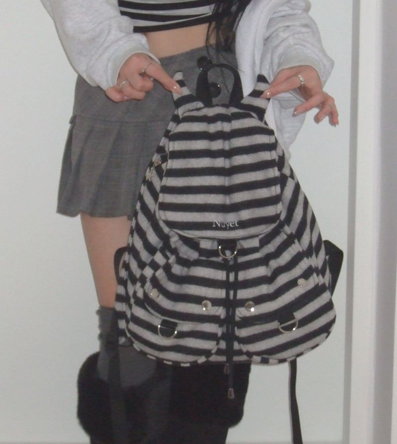 Devil Puff Backpack _ Black Stripe