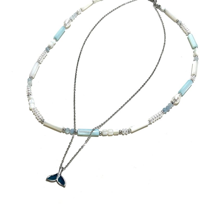 S SY（エスエスワイ）の「[SET]whale & mother pearl stone necklace（Accessories）」