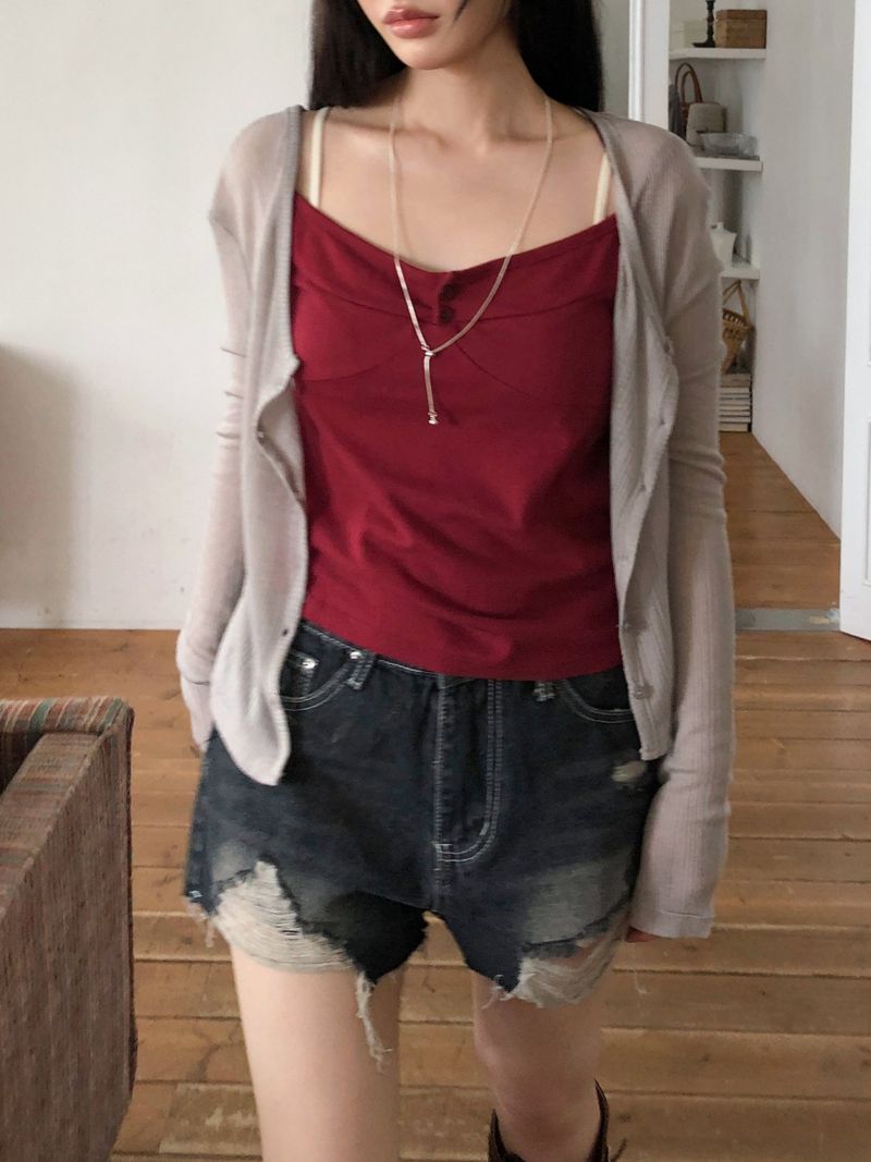 Ssoltin Distressed Denim Shorts