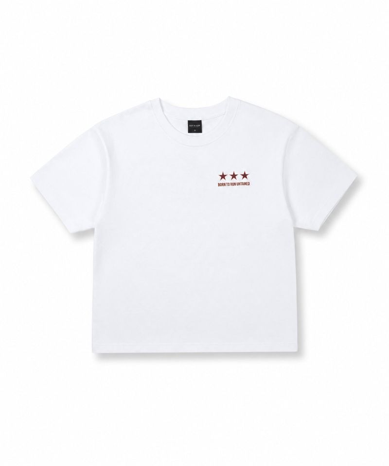 Star lettering cropped T-shirt - White