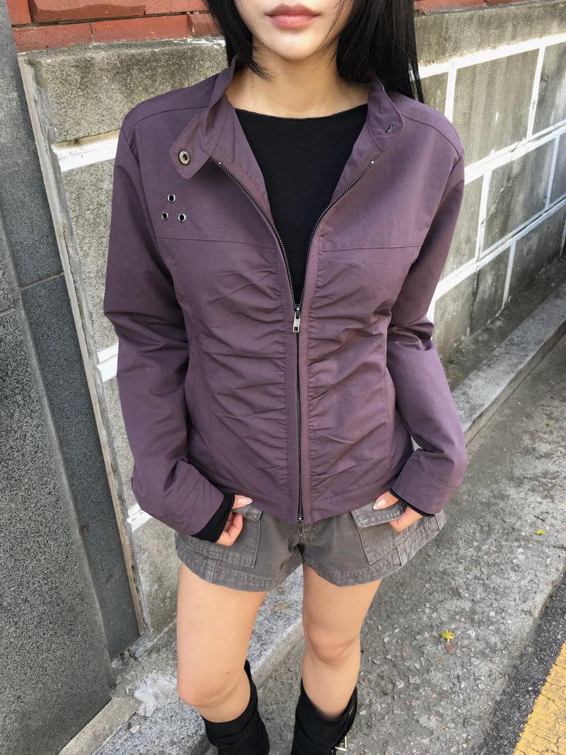 Rosy Shirring Cotton Rider Jacket (3c)
