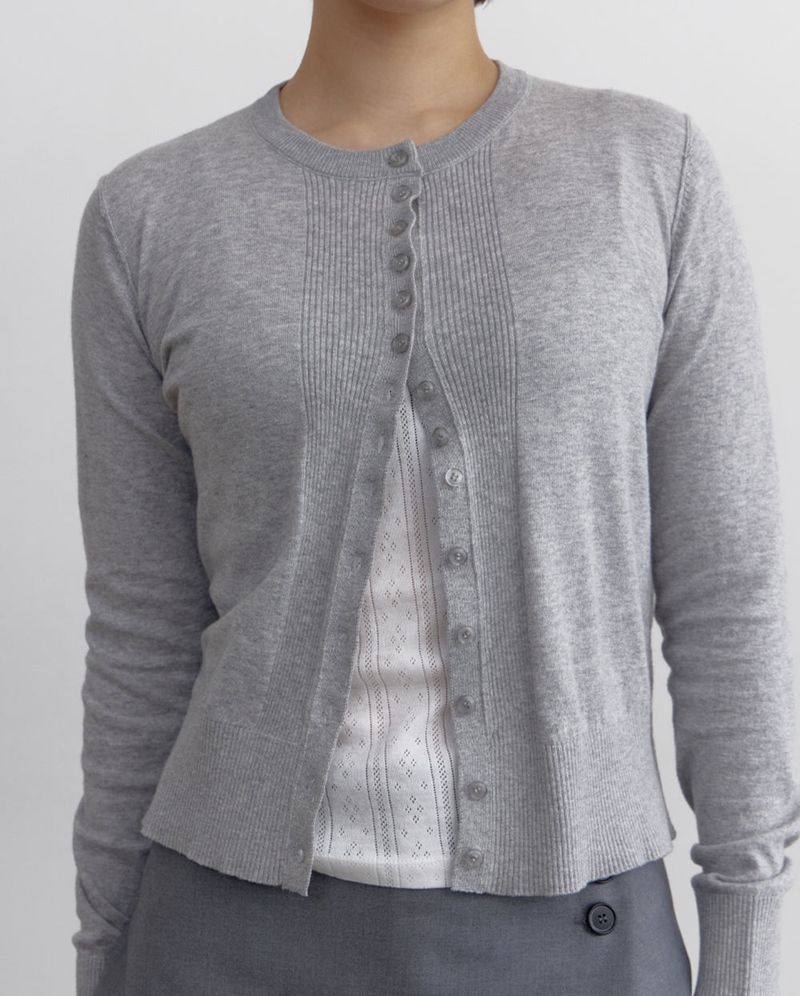 Multi Button Cotton Round Cardigan