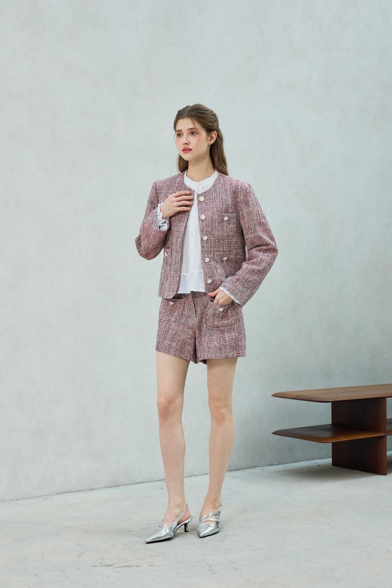 CHERISH TWEED SHORTS PANTS / RED
