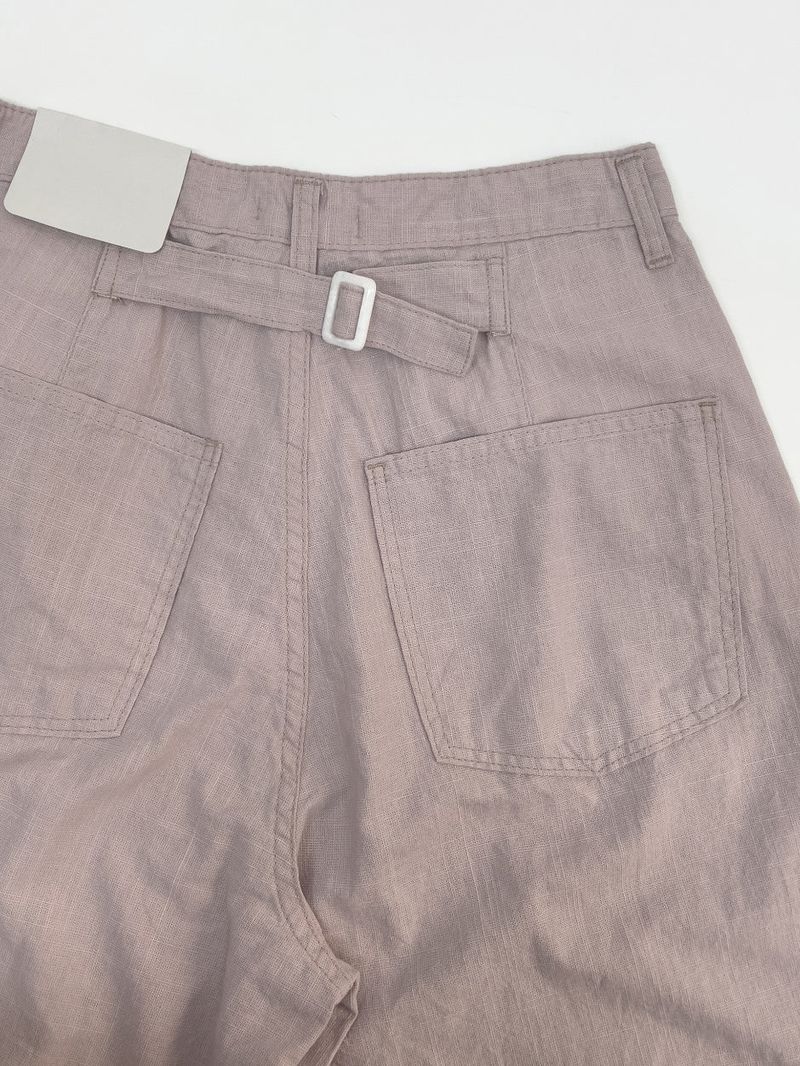 Linen Cinch Back Balloon Fit Wide Pants