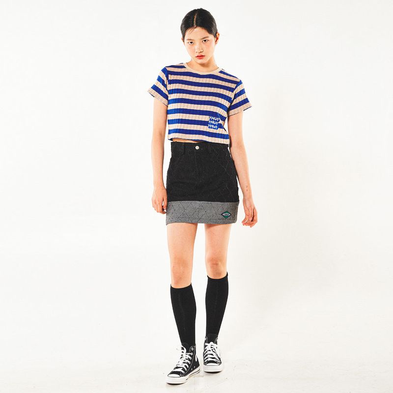FENCE SWING DENIM MINI SKIRT (BLACK)