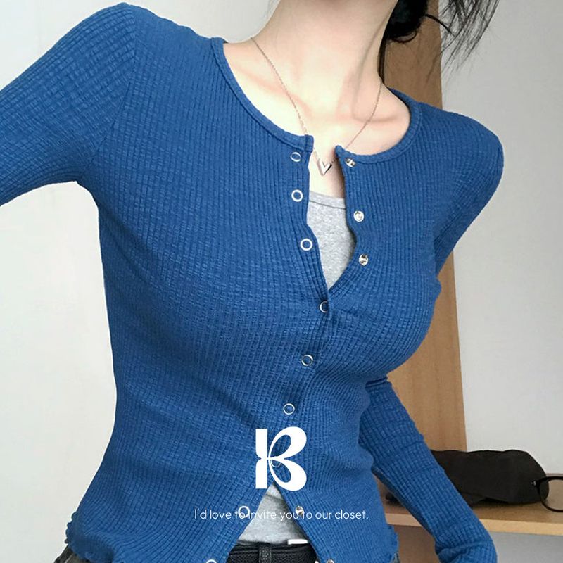 Slim Button Long Sleeve Cardigan